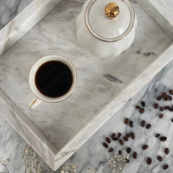 Charola Decorativa Rectangular Maía de Mármol - Arte Guillomé