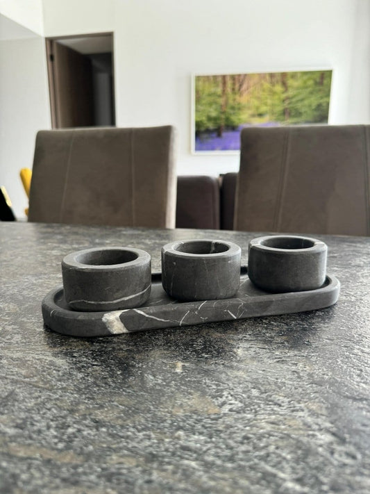 Salsero de Mármol con 3 Compartimentos - Arte Guillomé