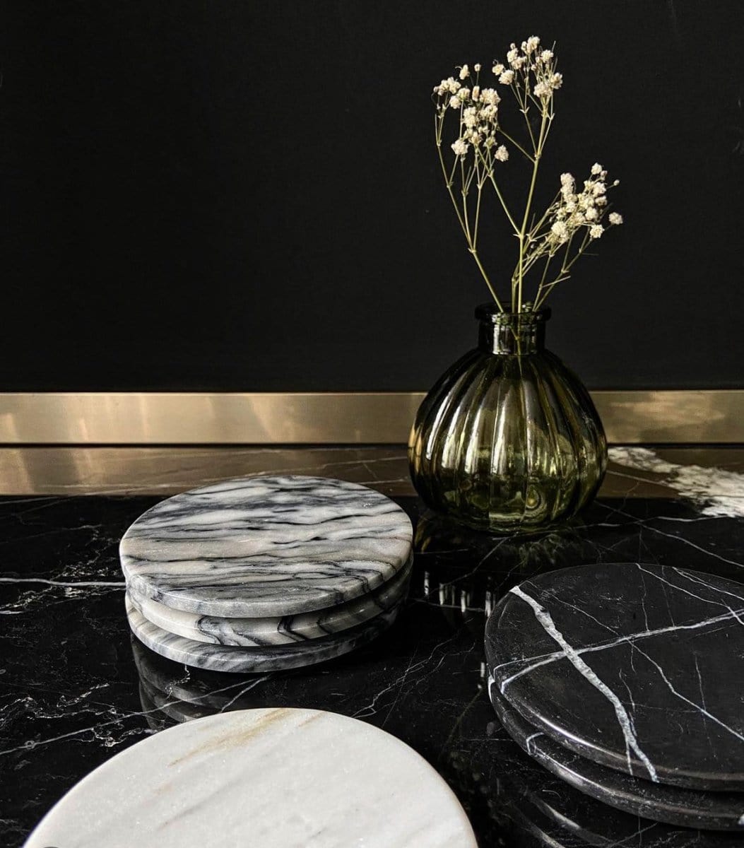 Set de 6 Portavasos Circulares de Mármol - Arte Guillomé