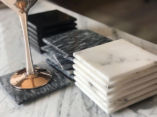 Set de 6 Portavasos Cuadrados de Mármol - Arte Guillomé